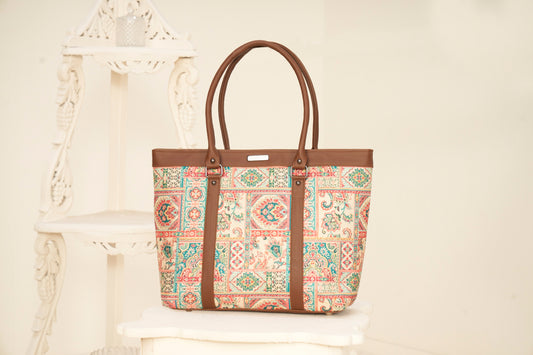 Vibrant Printed Polycotton Jute Tote Bag - Stylish Utility for Everyday Use