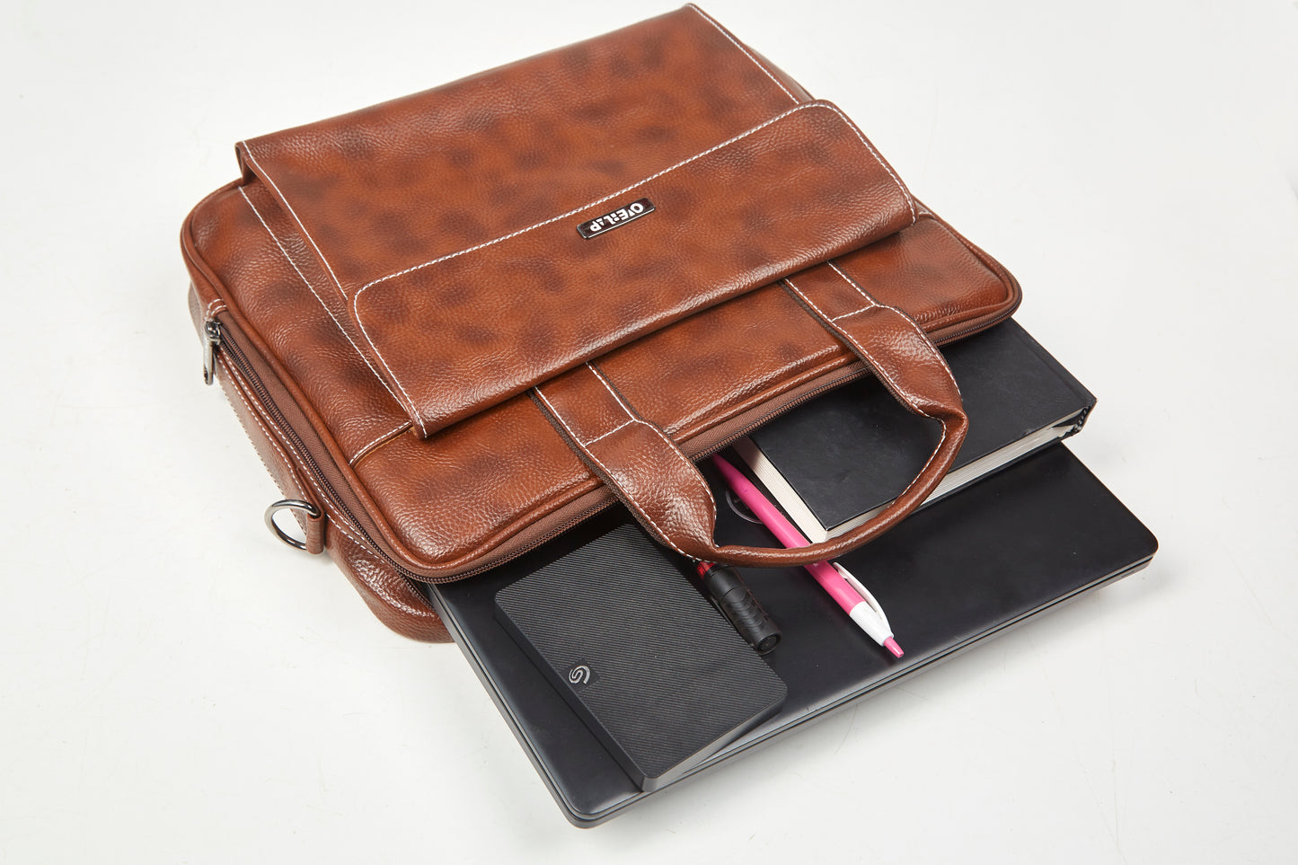 Premium Genuine Leather Laptop Bag - Stylish Protection for Professionals