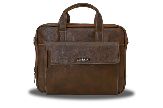 Classic Genuine Leather Laptop Bag - Stylish Protection for Professionals