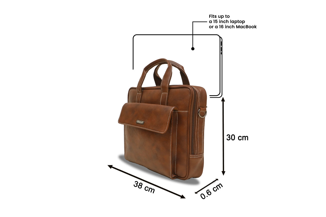 Premium Genuine Leather Laptop Bag - Stylish Protection for Professionals