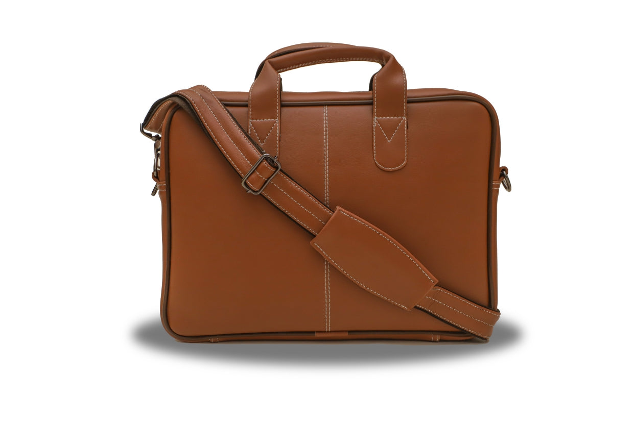 Professional Genuine Leather Laptop Bag - Classic Elegance for Business Professionals