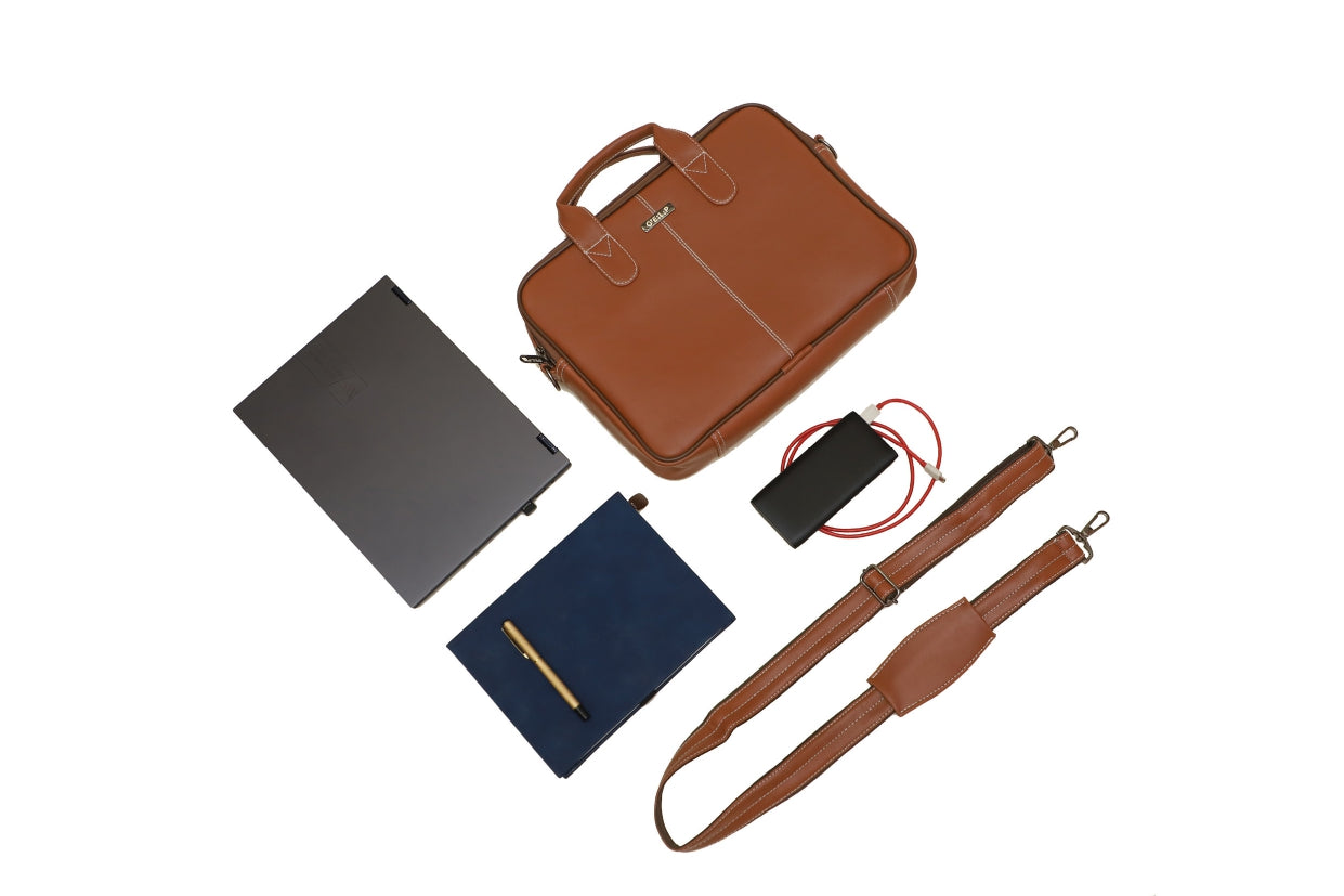 Professional Genuine Leather Laptop Bag - Classic Elegance for Business Professionals